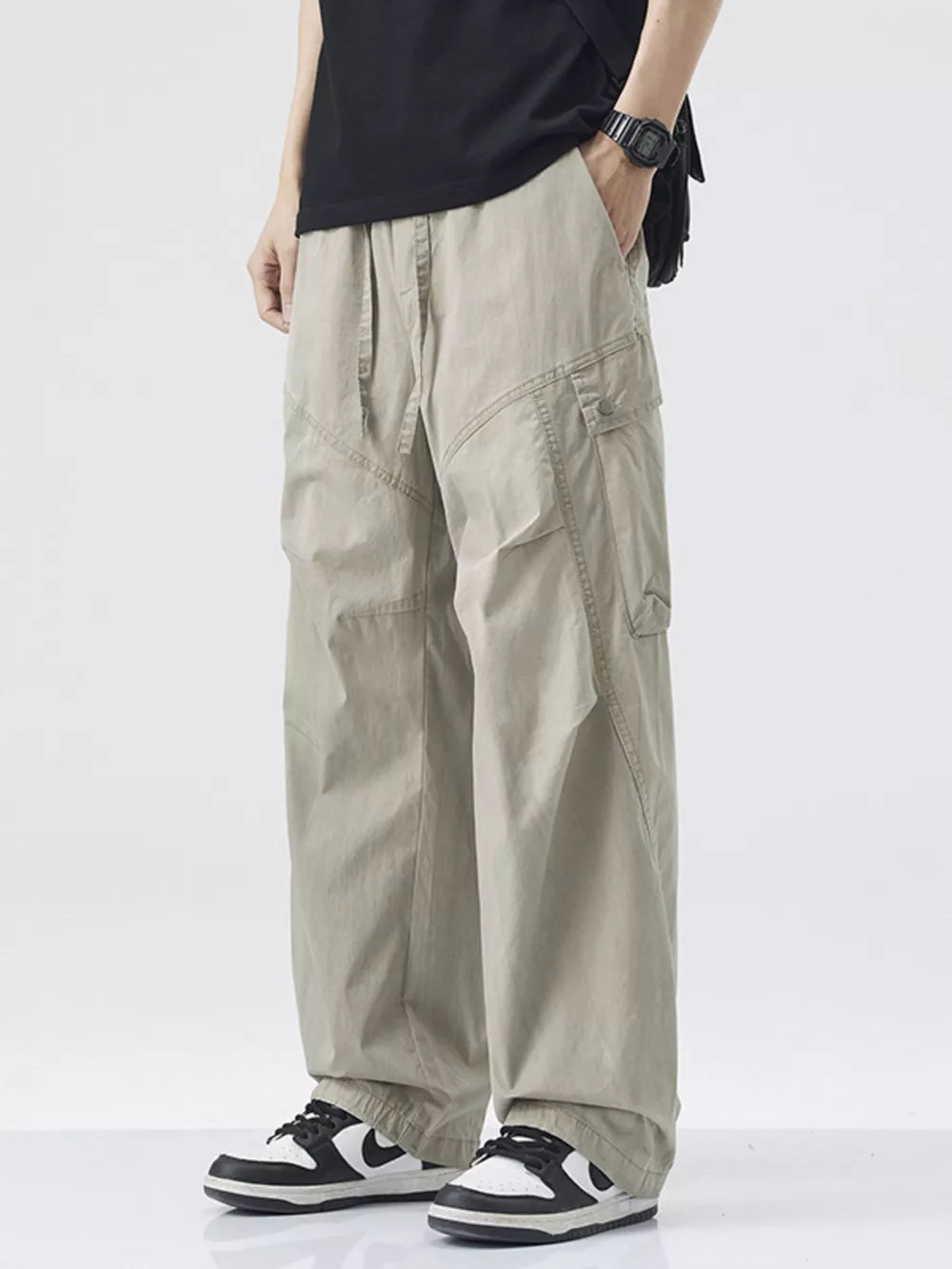 Men's Wide Leg Drawstring Pants, image 6