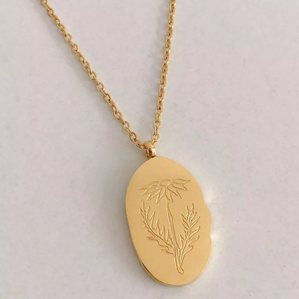 18K Gold-Plated Engraved Pendant Necklace, image 7