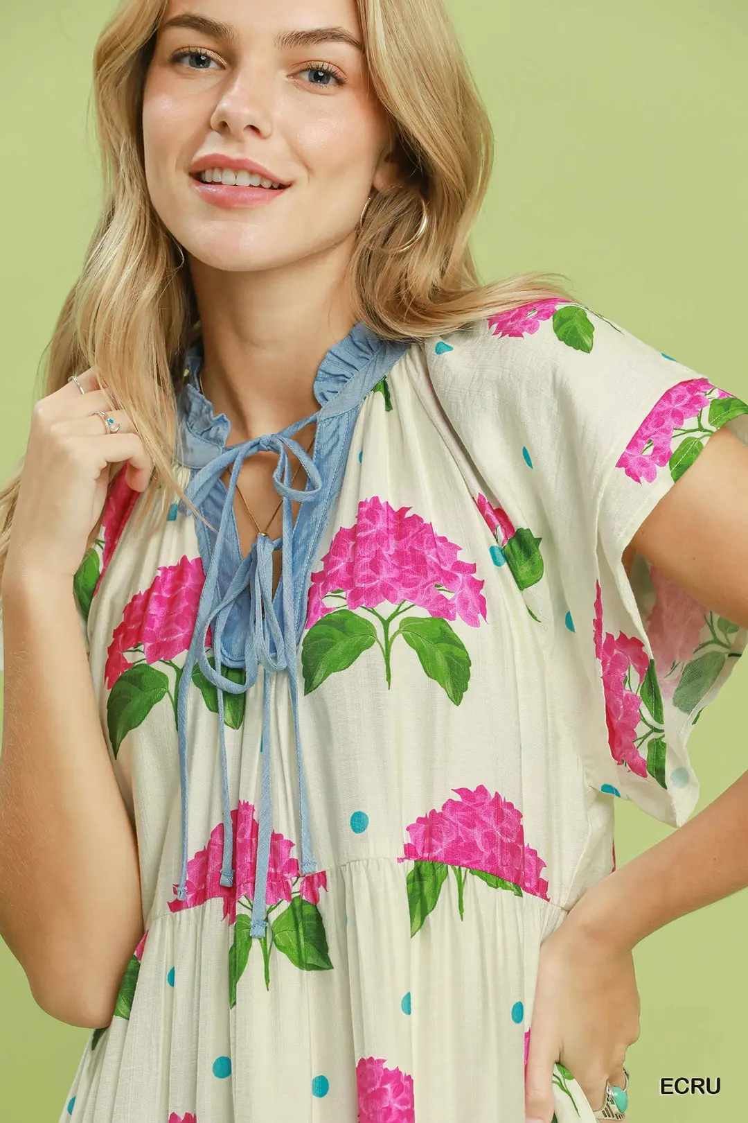 Hydrangea Print Tiered Midi Dress, image 5