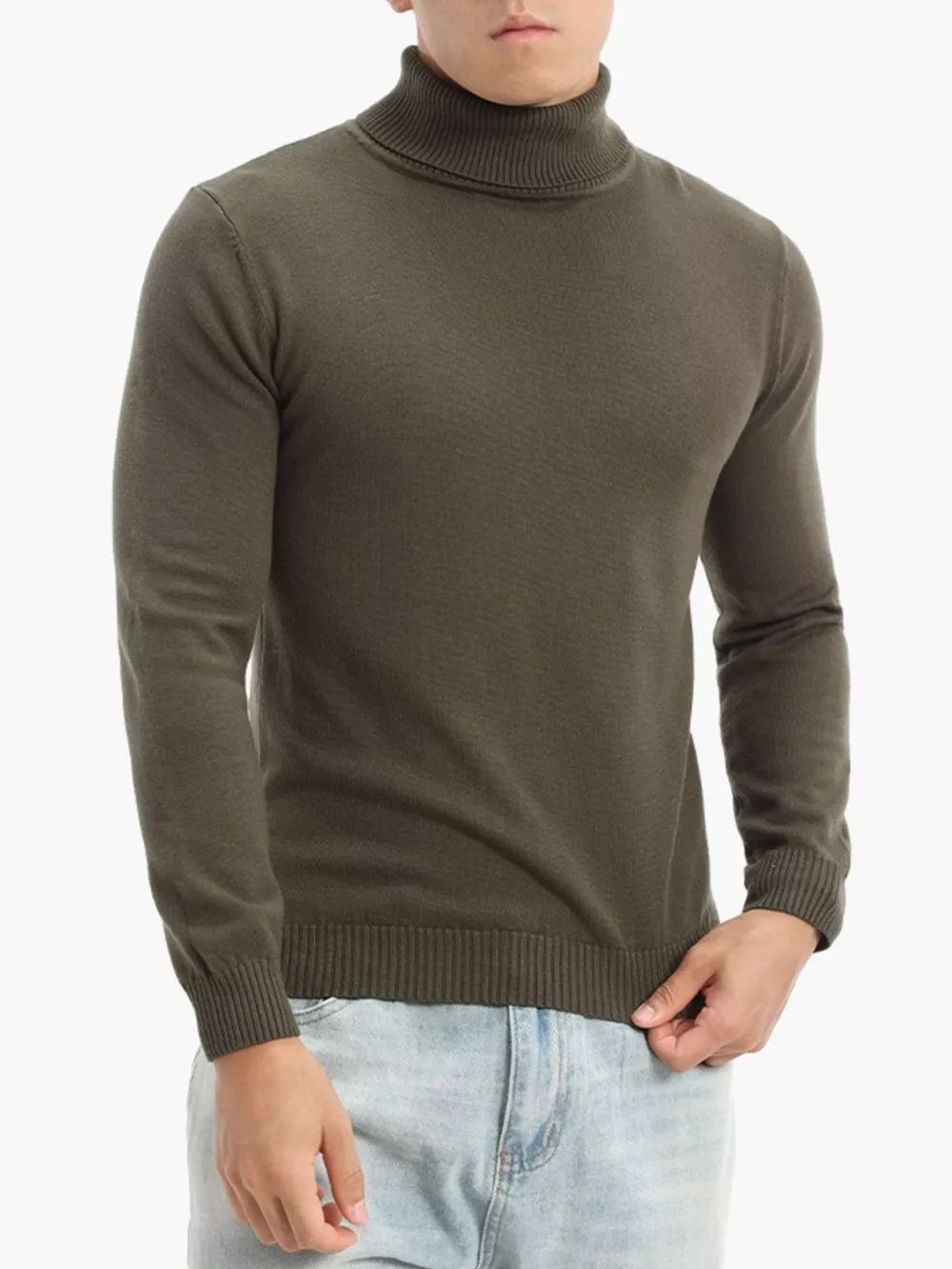 Men's Plus Size Turtleneck Long Sleeve Sweater, image 6