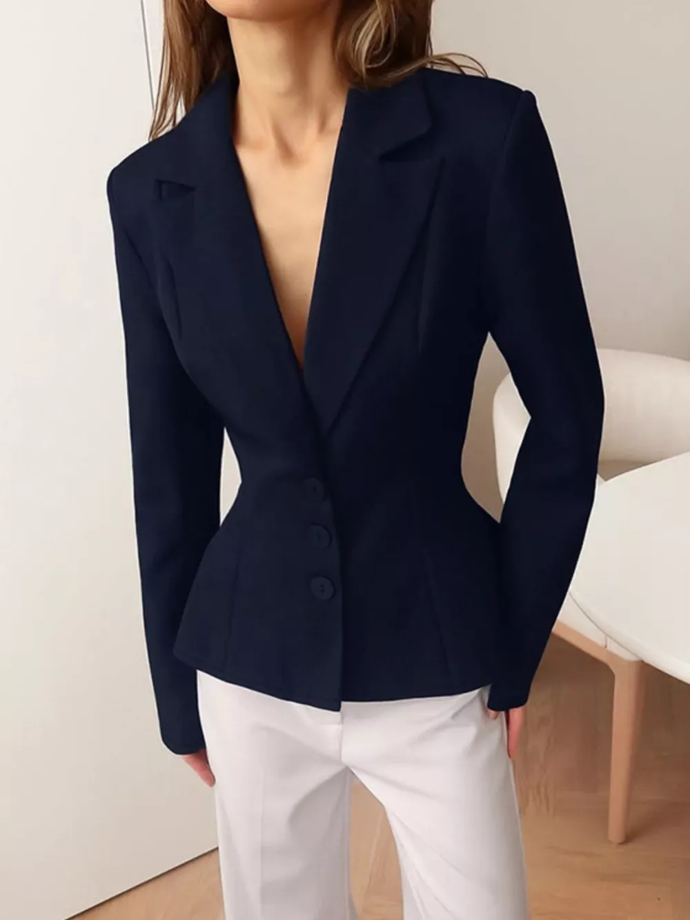Lapel Collar Button Up Blazer, image 11