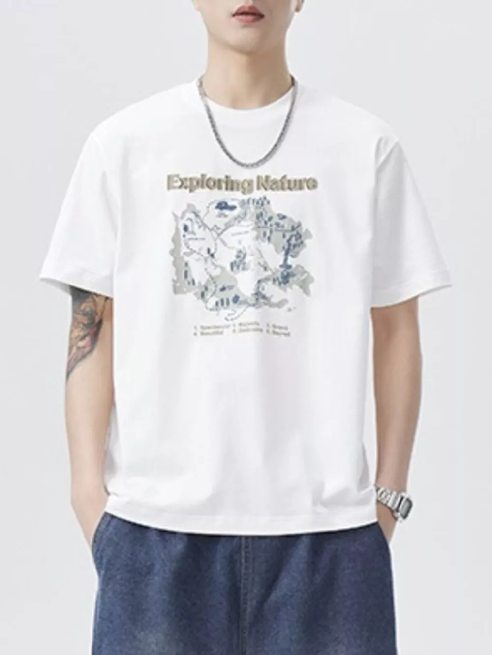 Men's Plus Size Graphic Round Neck Short Sleeve T-Shirt, image 2