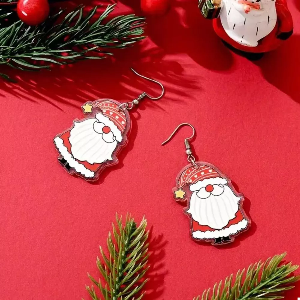 Christmas Santa Claus Dangle Earrings, image 3