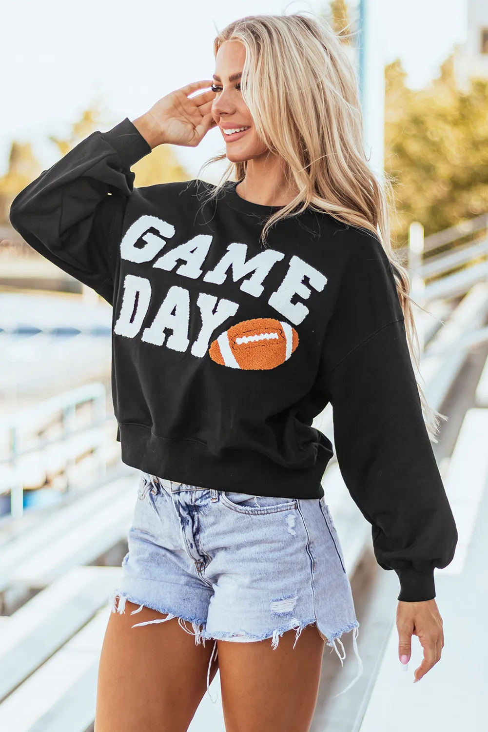 GAME DAY Round Neck Long Sleeve Sweatshirt, image 6