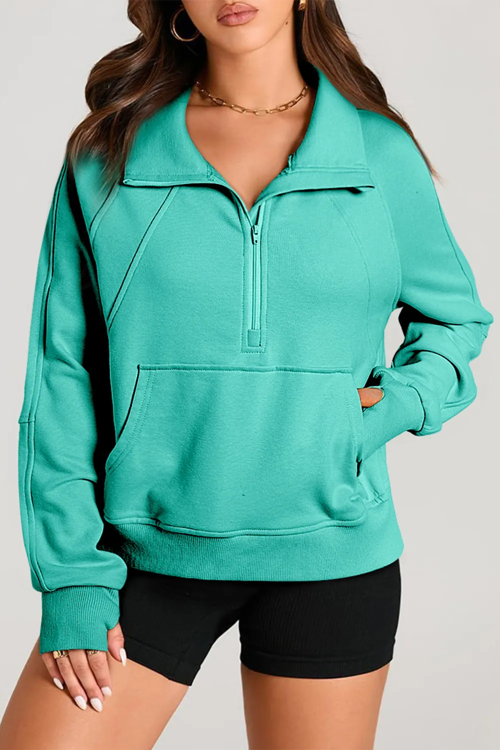 Half Zip Long Sleeve Sweatshirt, image 21