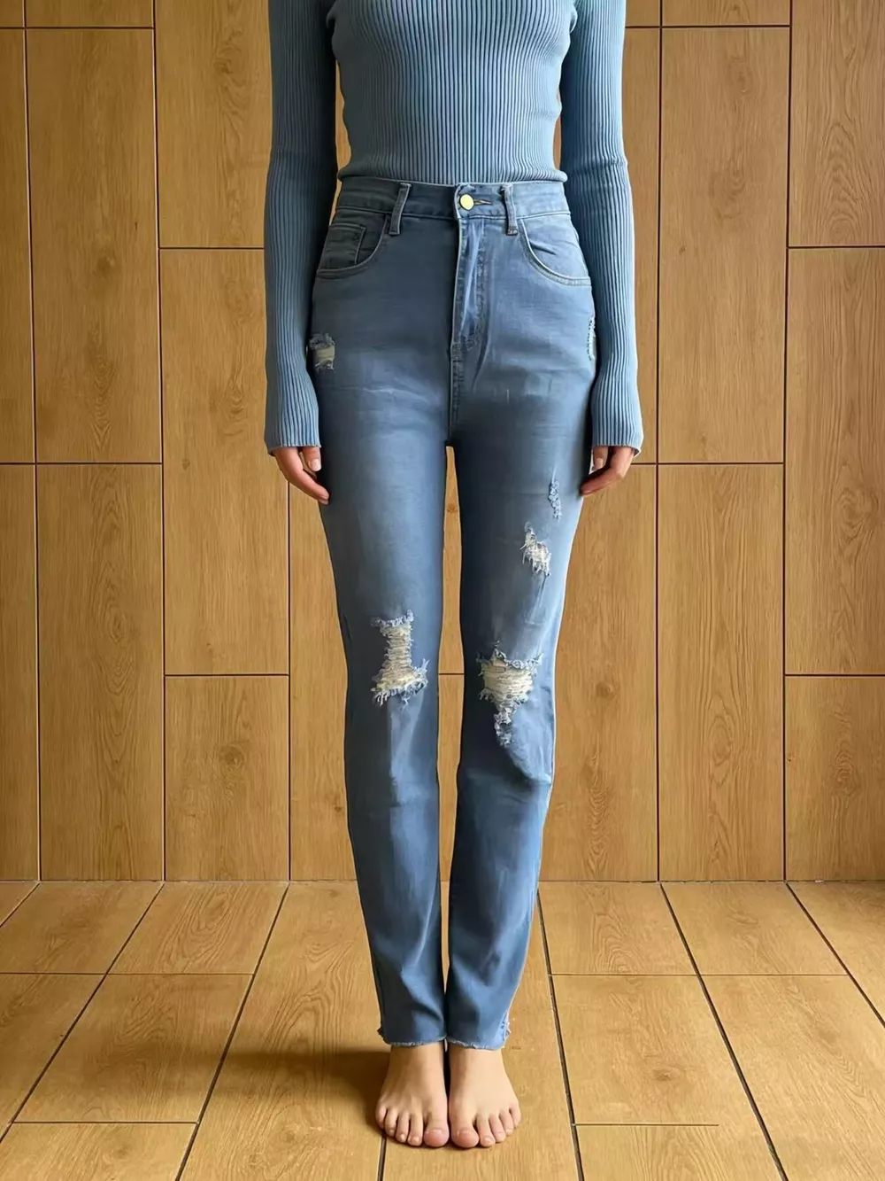 High-Waisted Distressed Jeans, image 11