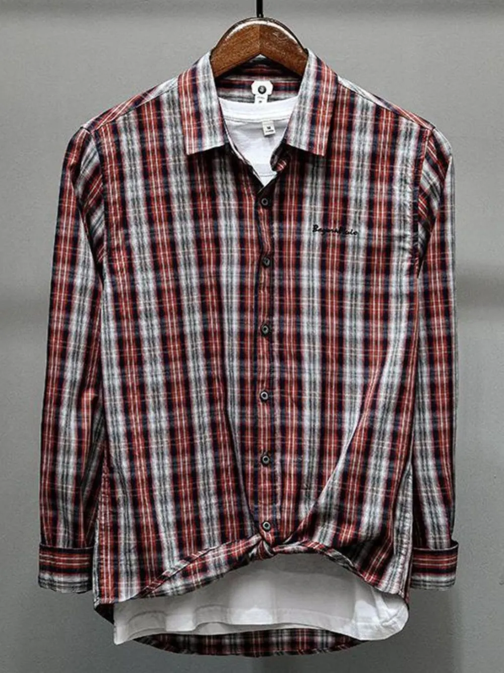Men's Plus Size Plaid Button Up Long Sleeve Shirt