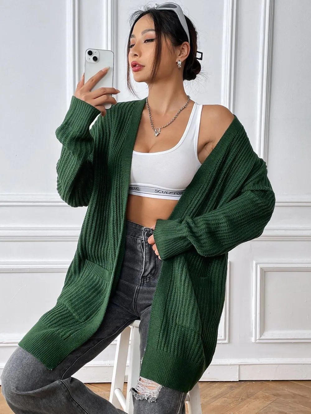 Open Front Long Sleeve Cardigan, image 4