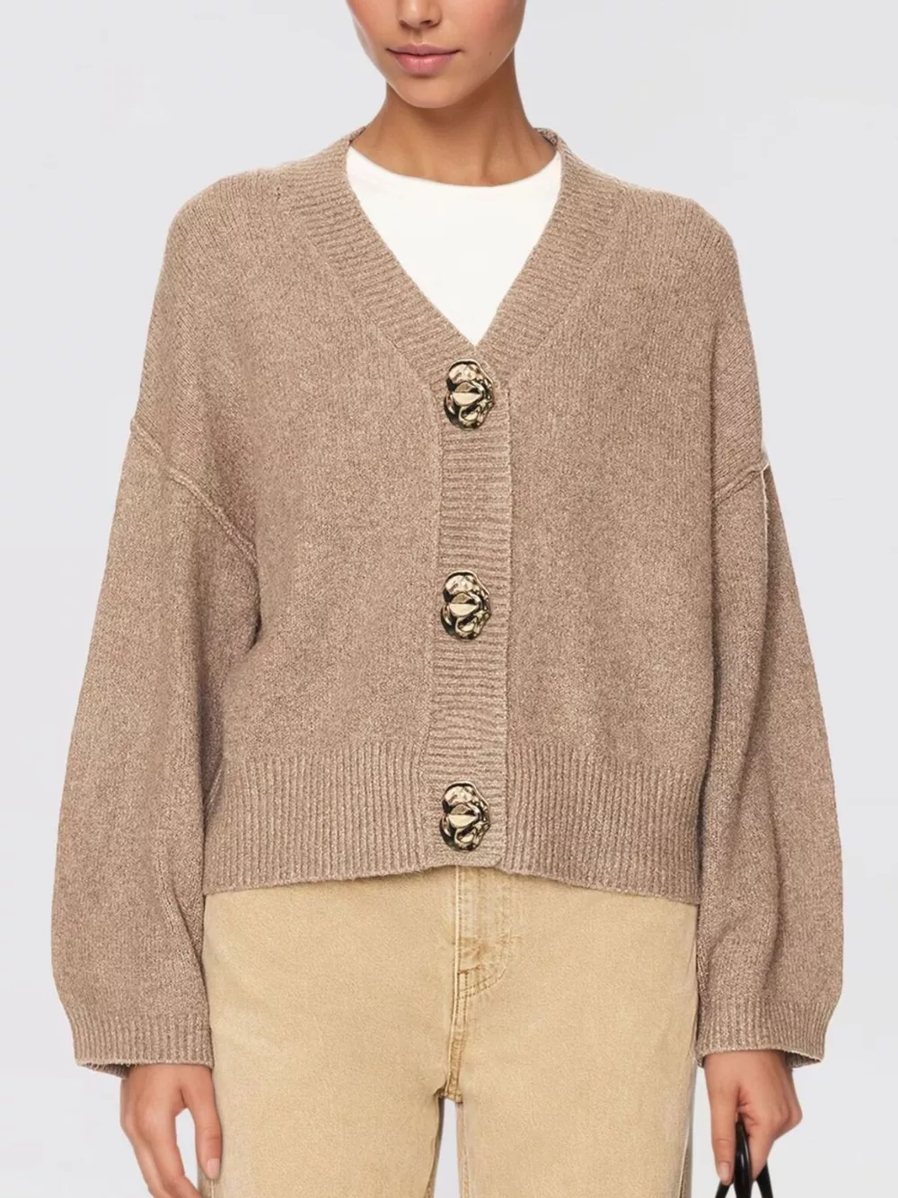 Gold Buttons V-Neck Cardigan, image 6