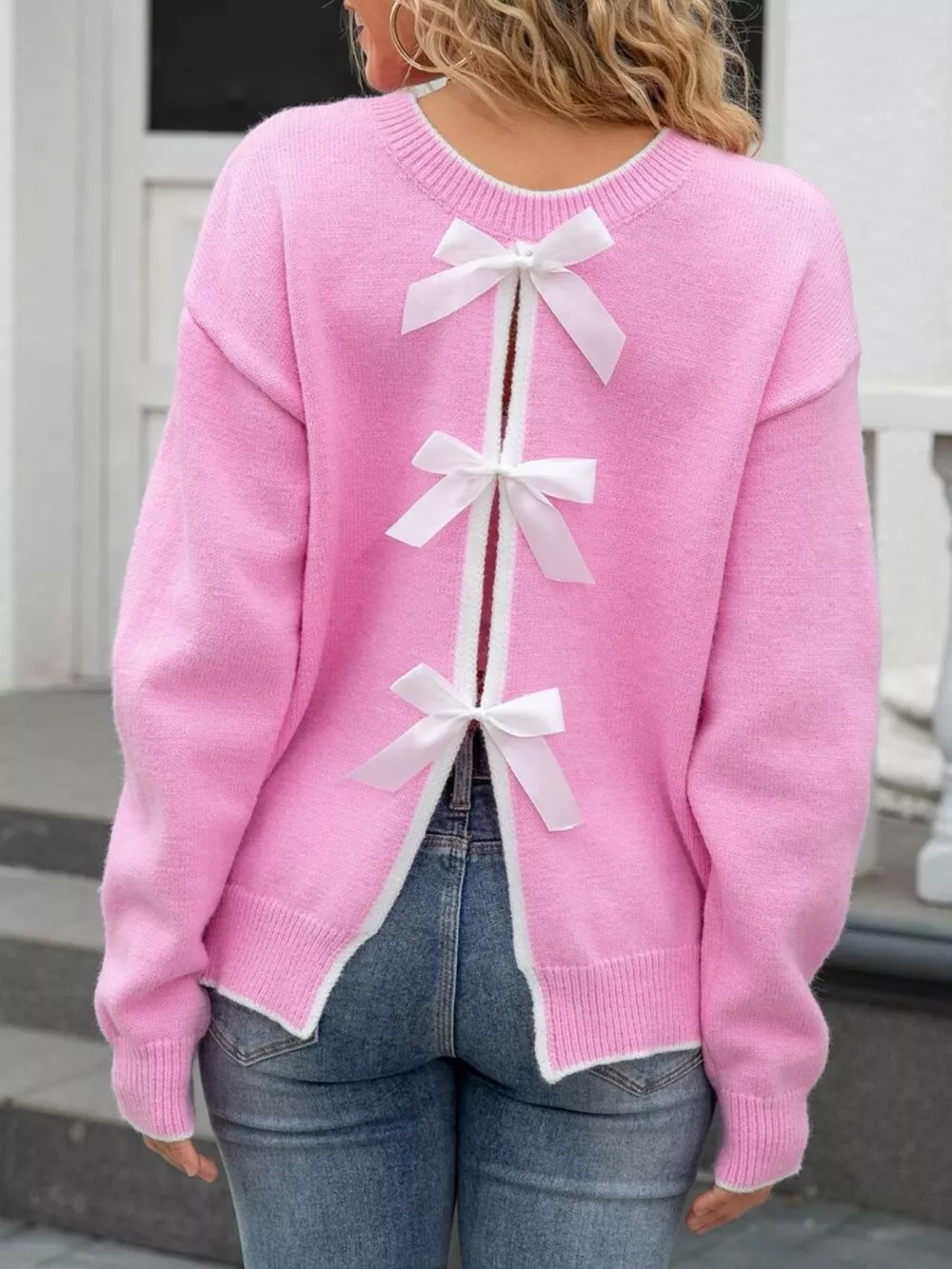 Bow-Back Round Neck Sweater, image 9
