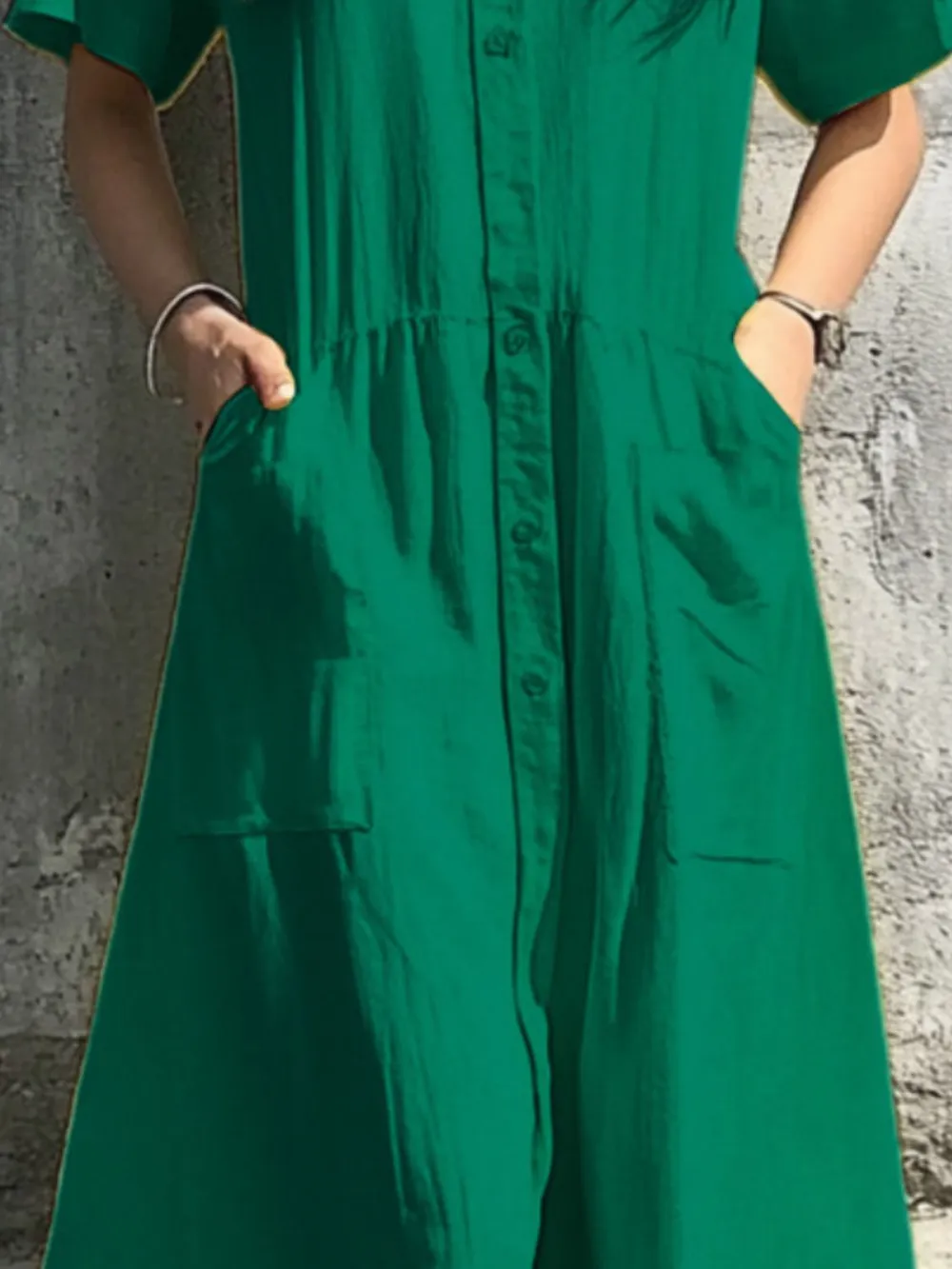 Button Front Short Sleeve Midi Dress, image 11