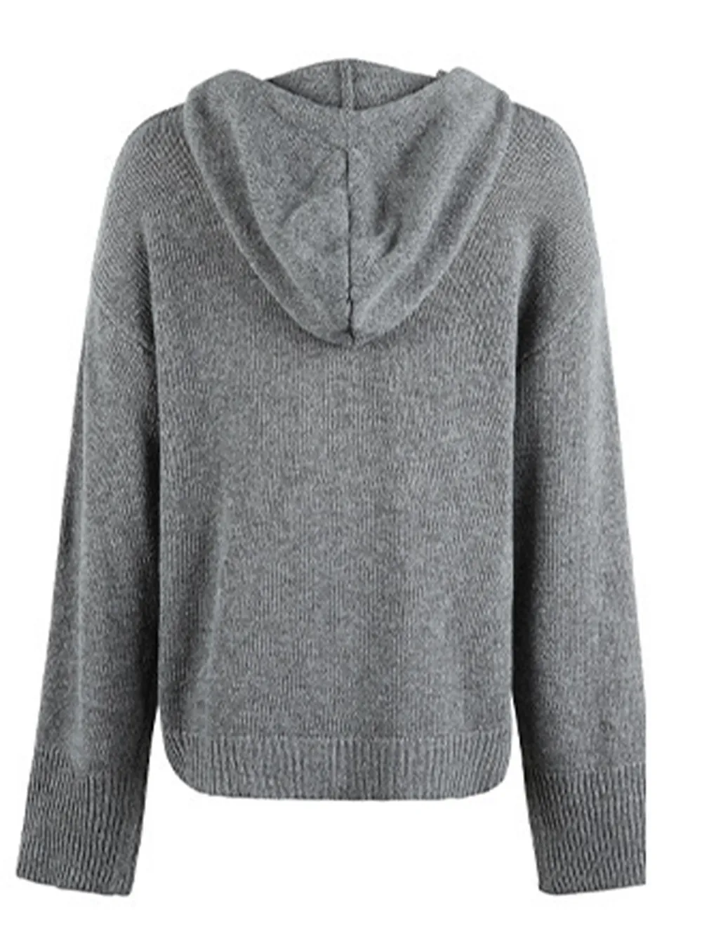 Drawstring Button Up Hooded Cardigan, image 3