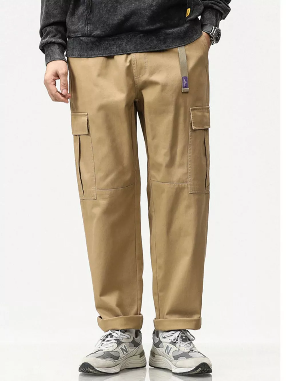 Men's Full Size Casual Cargo Pants with Elastic Waist Plus Size, image 8