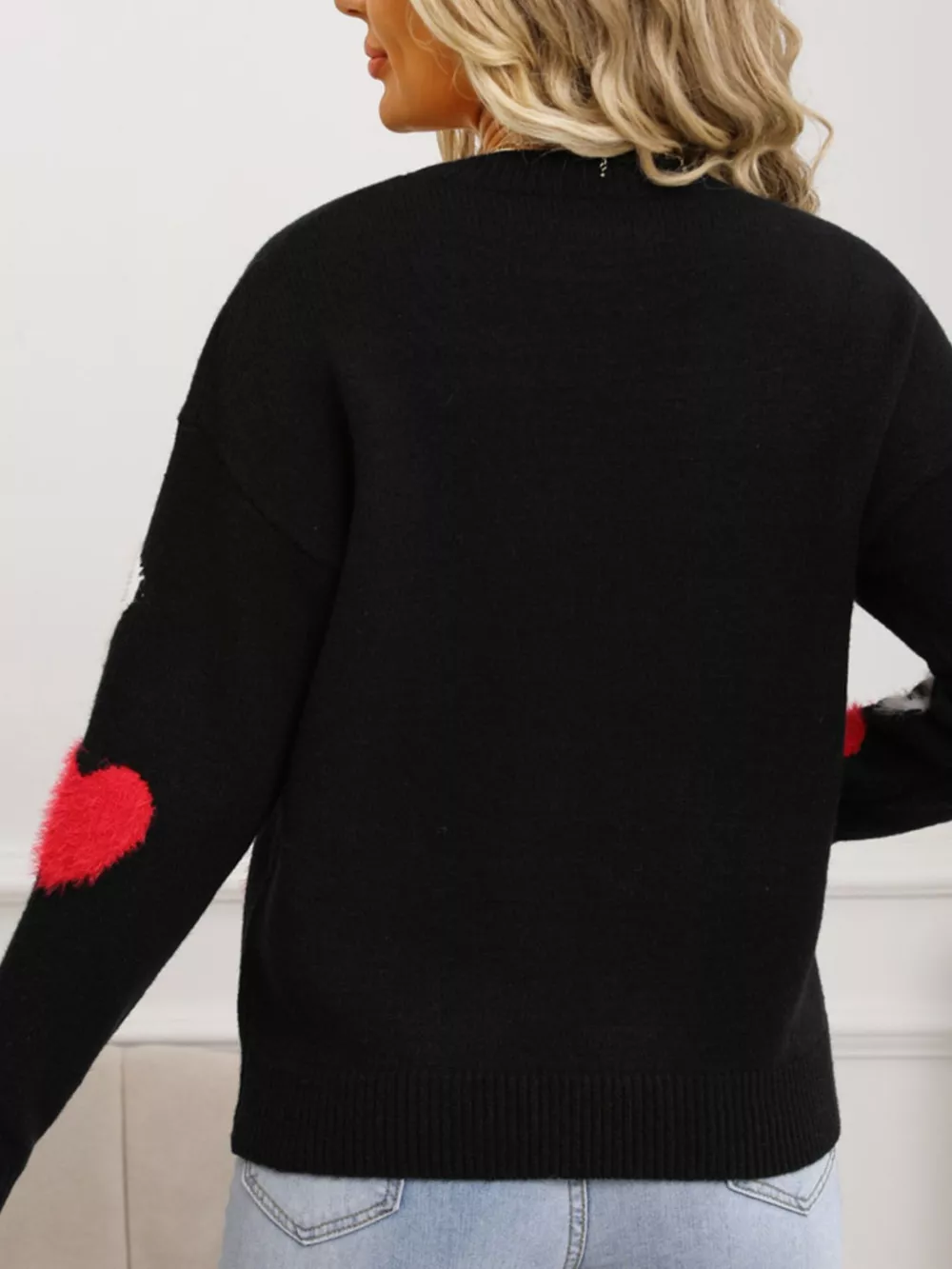 Valentine's Day Heart Pattern Knit Sweater, image 10