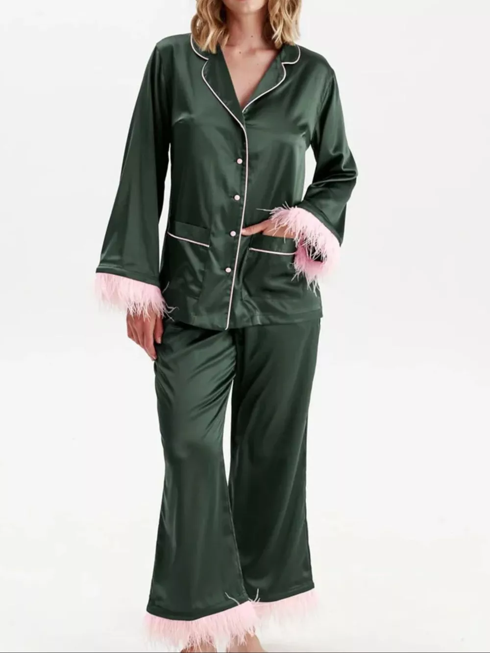 Silky Button Up Top and Pants Lounge Set, image 15