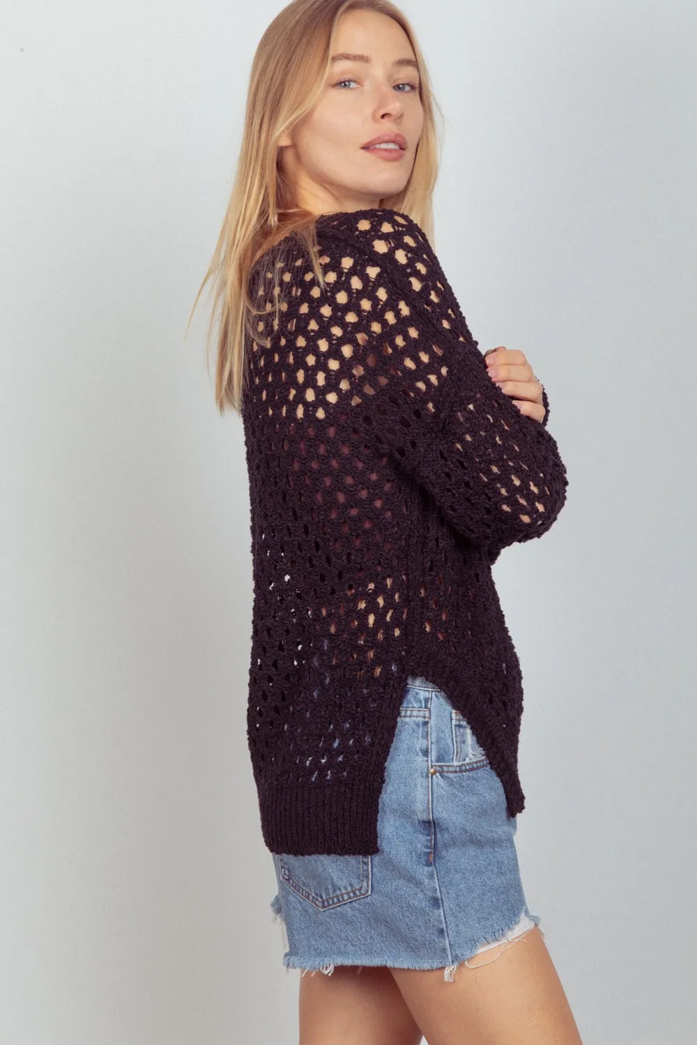Openwork Slit Knit Cover Up, image 3