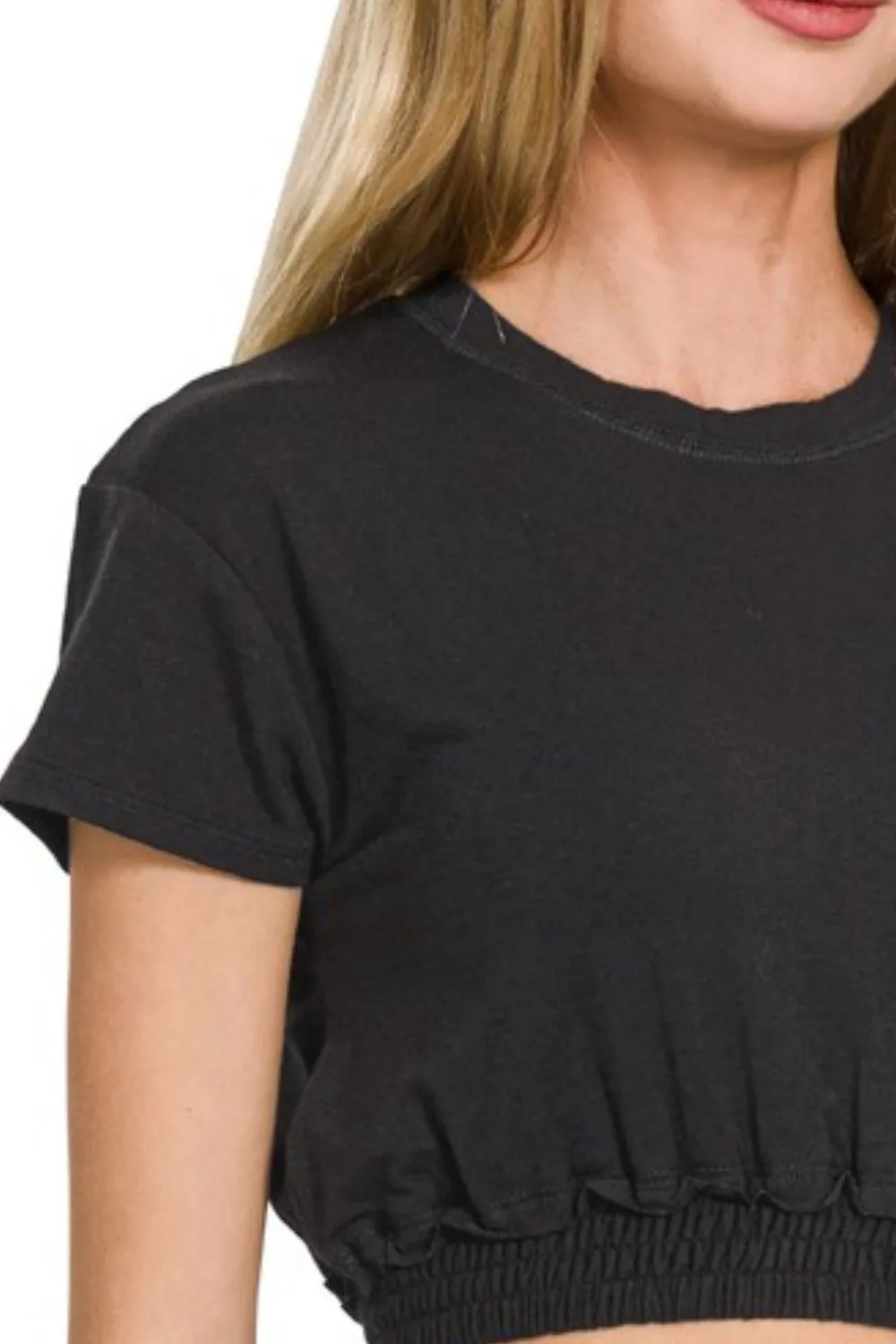 Elastic Hem Crop Top, image 2