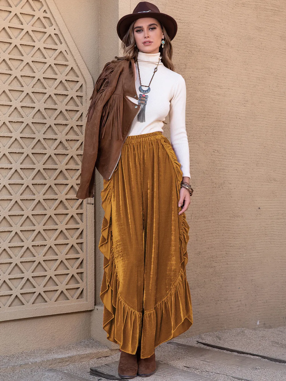 Slit Ruffled Wide Leg Pants, image 13