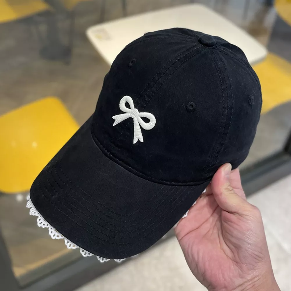 Lace Detail Bow Baseball Cap