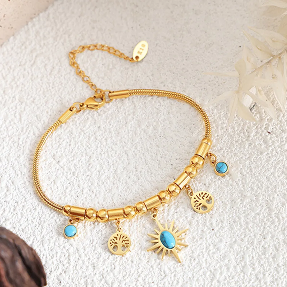 Gold-Plated Titanium Steel Charm Bracelet, image 3
