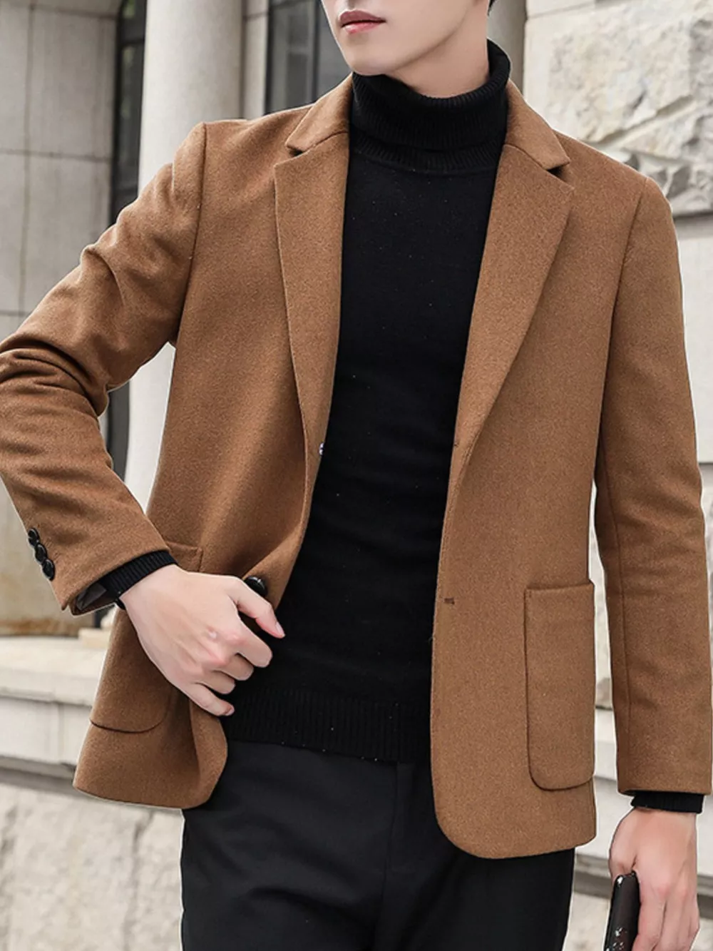 Men's Plus Size Lapel Collar Long Sleeve Blazer, image 2