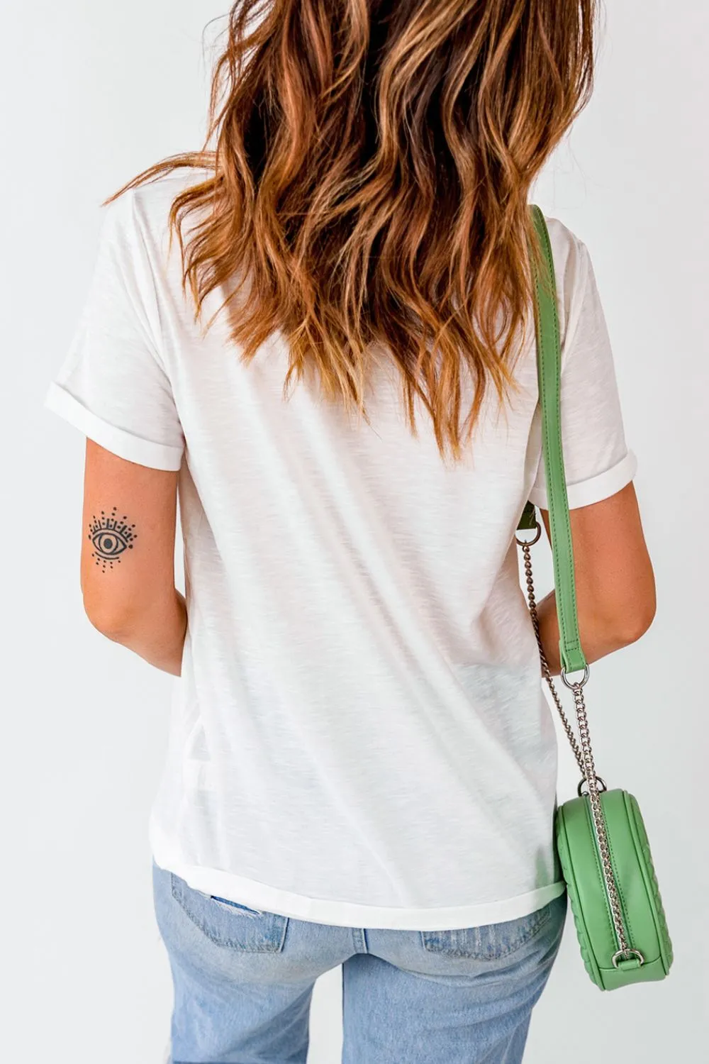 Checkered USA Graphic Round Neck Tee, image 2
