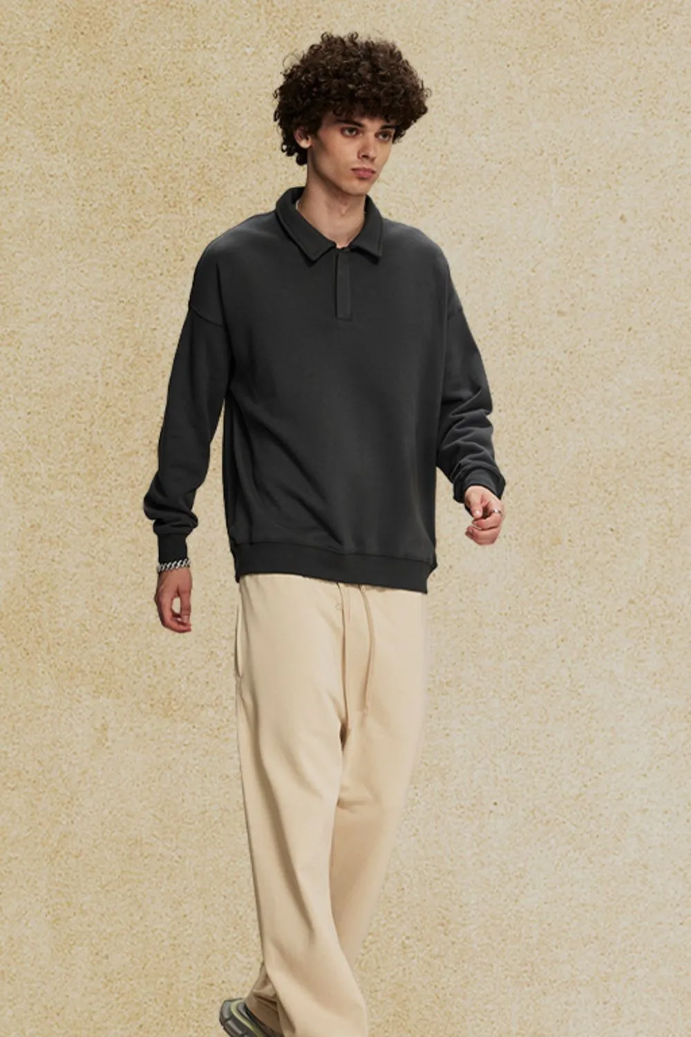 Men's Collared Neck Long Sleeve Polo, image 7