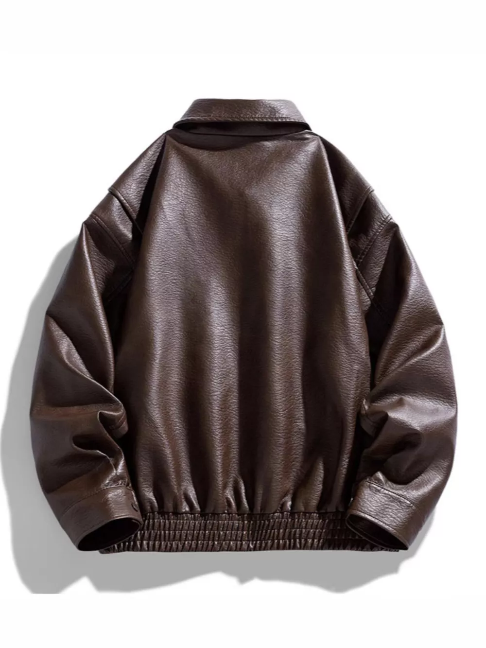 Men's Plus Size Urban Style Faux Leather Bomber Jacket, image 4