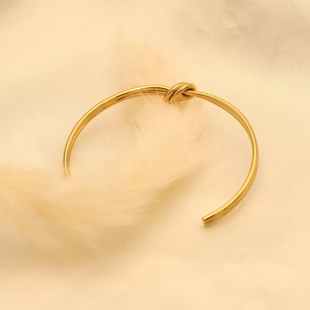 18K Gold-Plated Knot Open Bracelet, image 7