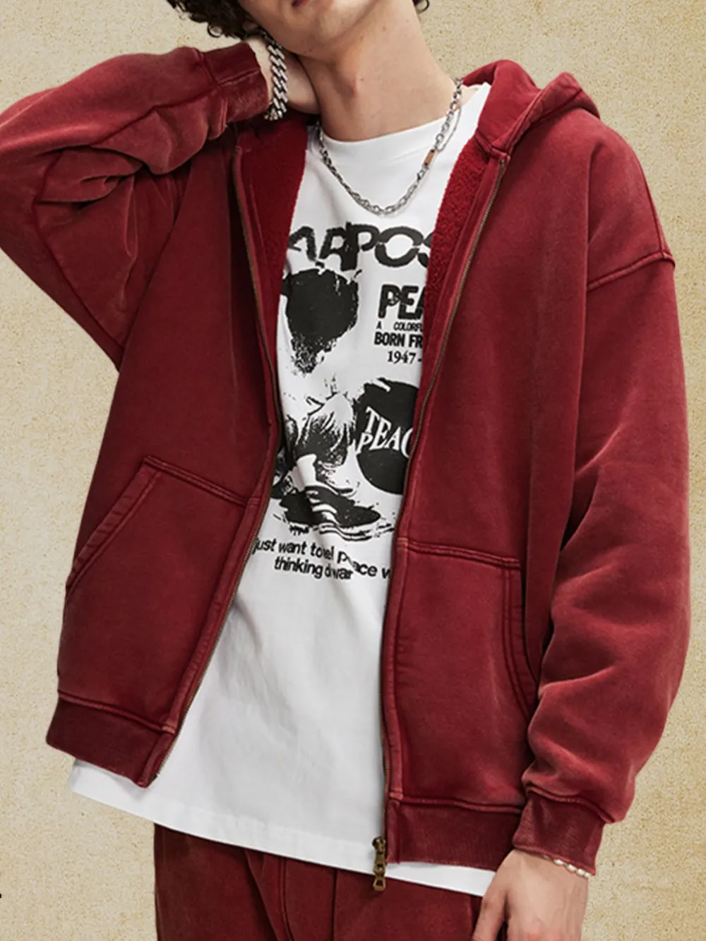 Men's Zip-Up Hoodie with Kangaroo Pocket, image 9
