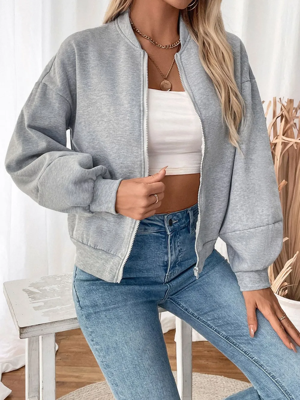 Zip Up Long Sleeve Sweatshirt, image 6
