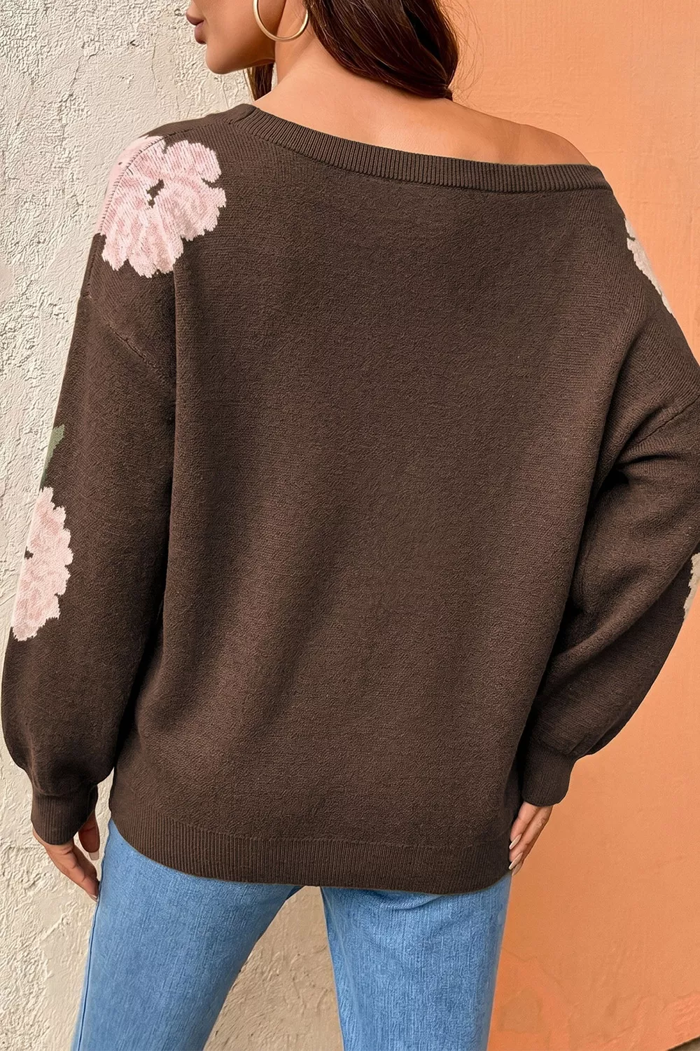 Floral Print Drop Shoulder Relaxed Sweater, image 4