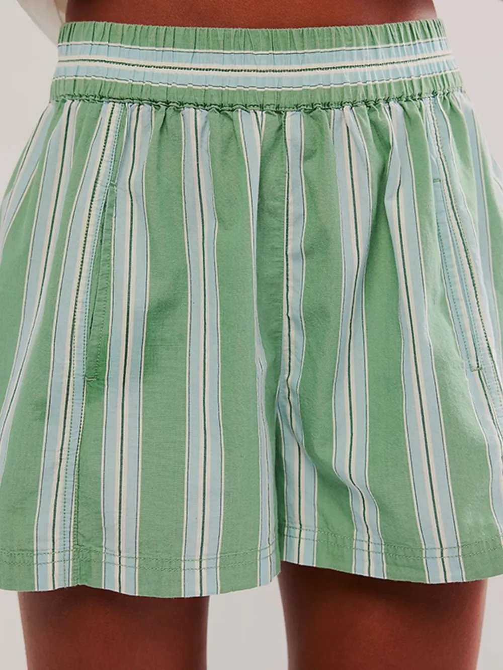 Striped High-Waist Linen Blend Summer Shorts, image 6