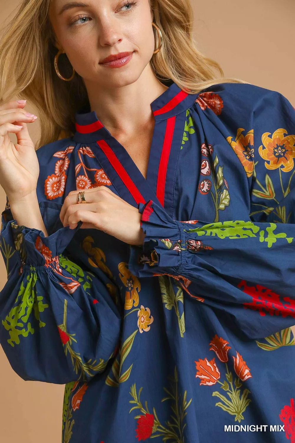 Floral Print Flounce Sleeve Blouse, image 6