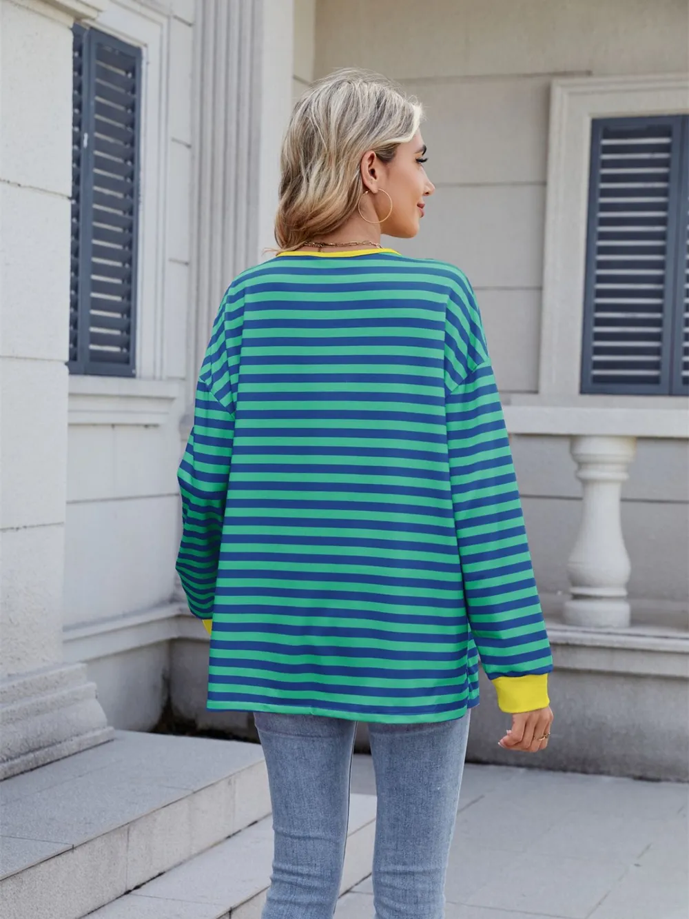 Lace-Up Striped Long Sleeve T-Shirt, image 17