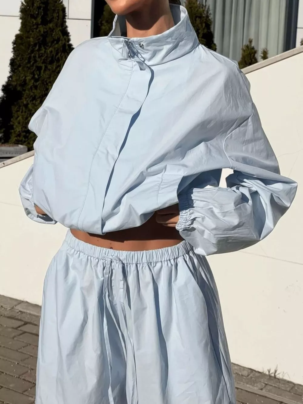 Drawstring Hem Crop Jacket and Wide-Leg Pant Set, image 14