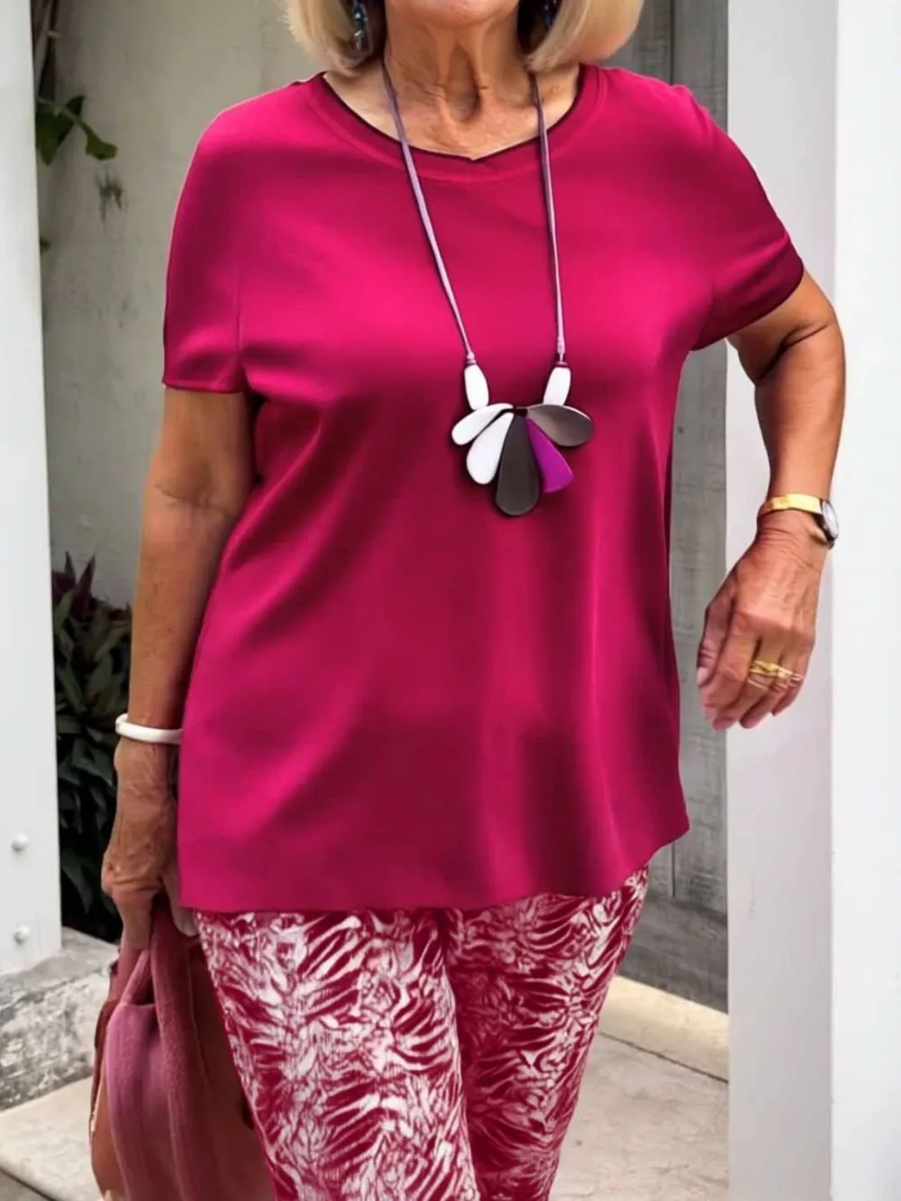 Full Size Round Neck Short Sleeve Top and Pants Set Plus Size, image 11