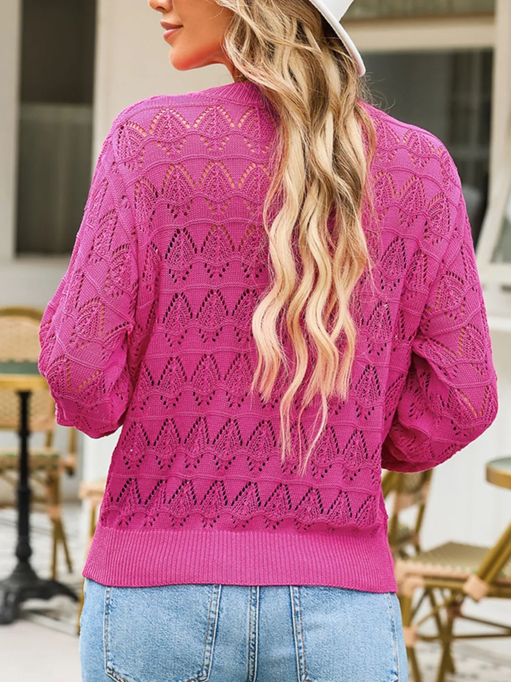 Openwork Button Up Cardigan, image 6