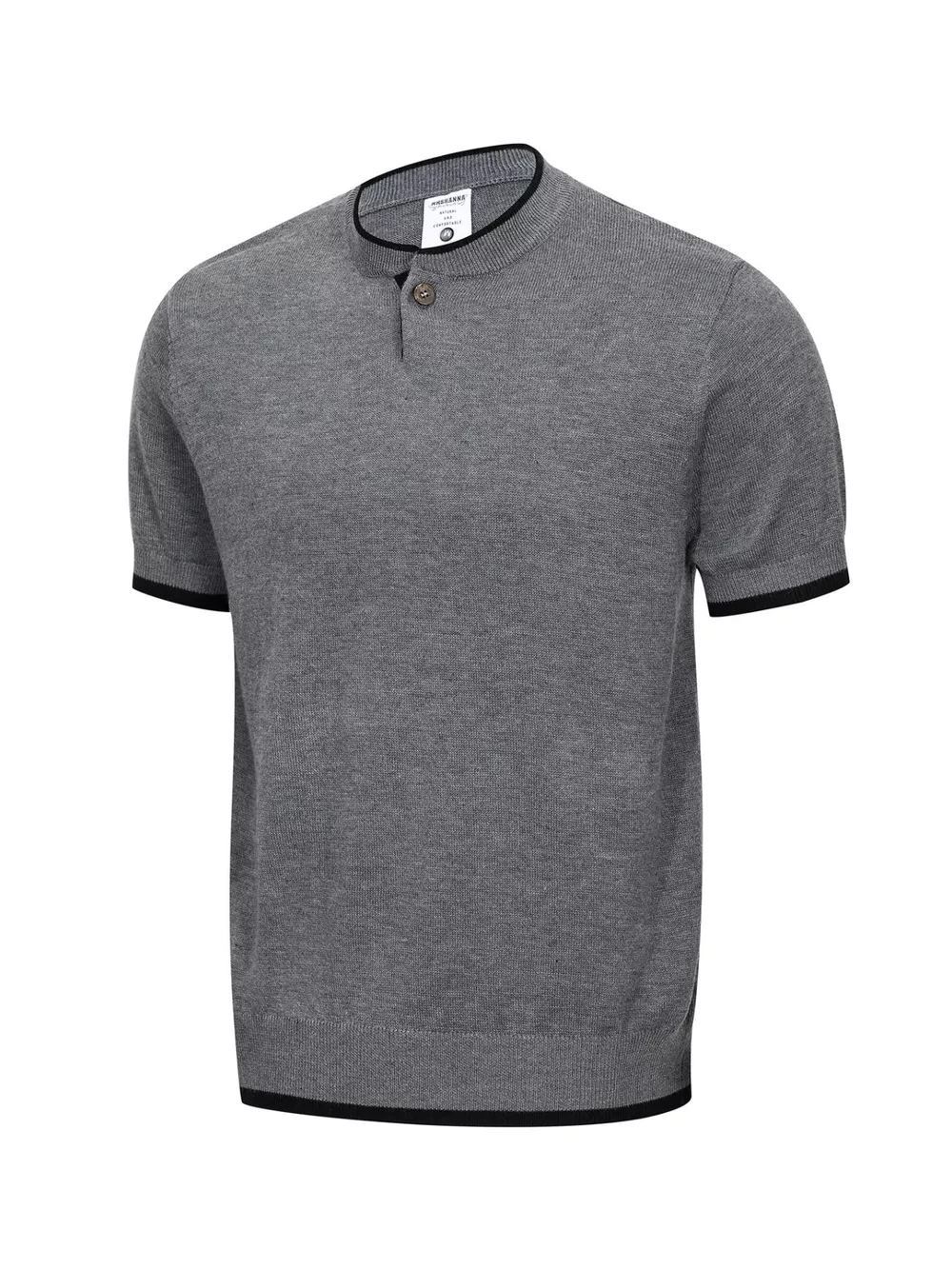 Men's Short Sleeve Collar Knit Top with Contrast Trim, image 5