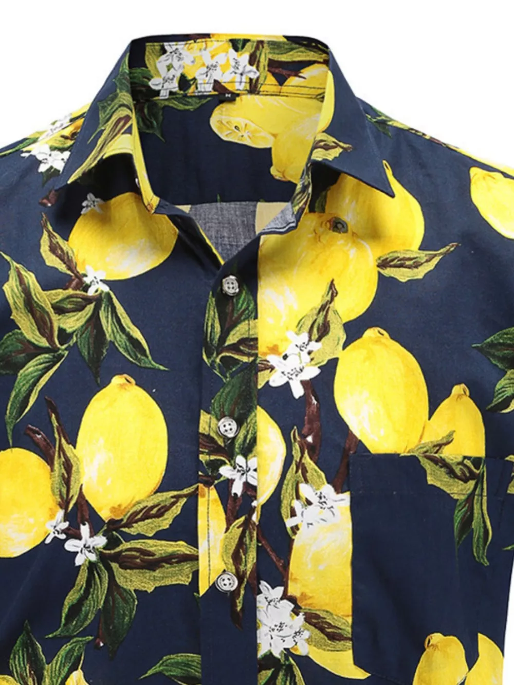 Men's Full Size Lemon Print Short Sleeve Button-Down Shirt Plus Size, image 3