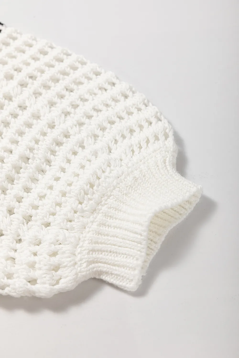 Contrast Striped Crochet Long Sleeve Knit Cover Up, image 7