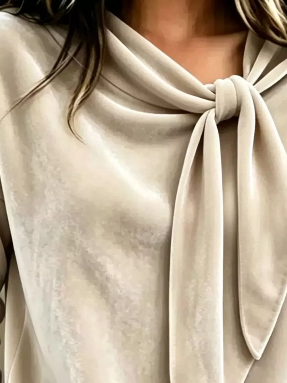 Velvet Tie Front Long Sleeve Sweatshirt, image 8