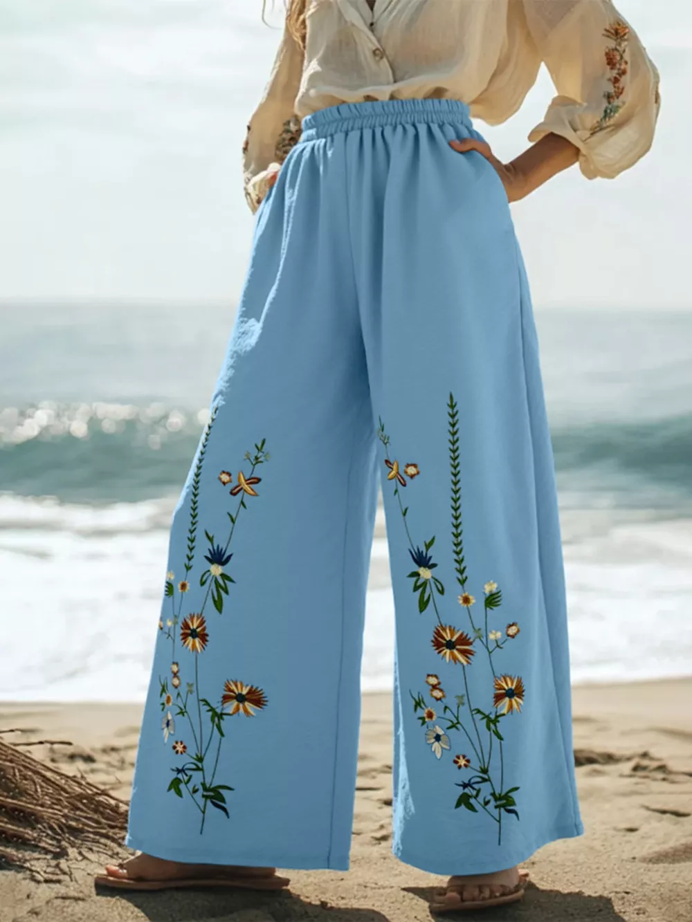 Floral Wide Leg Pants, image 6