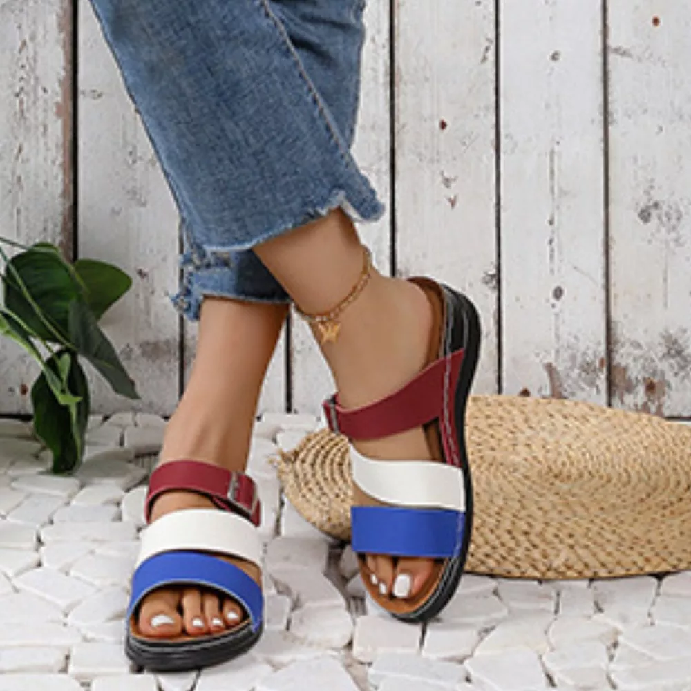 Color Block Adjustable Buckle Comfort Sandals, image 8