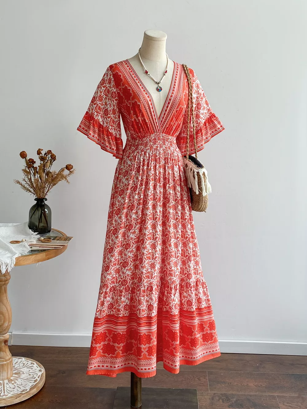 Floral Deep V-Neck Dress, image 5