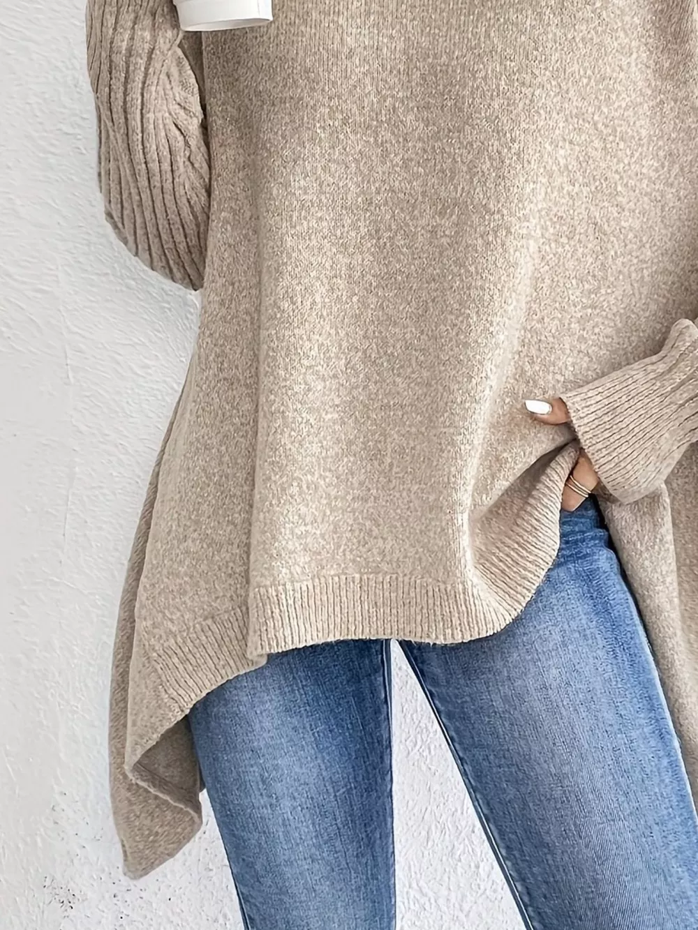 Turtleneck Dropped Shoulder Sweater, image 2