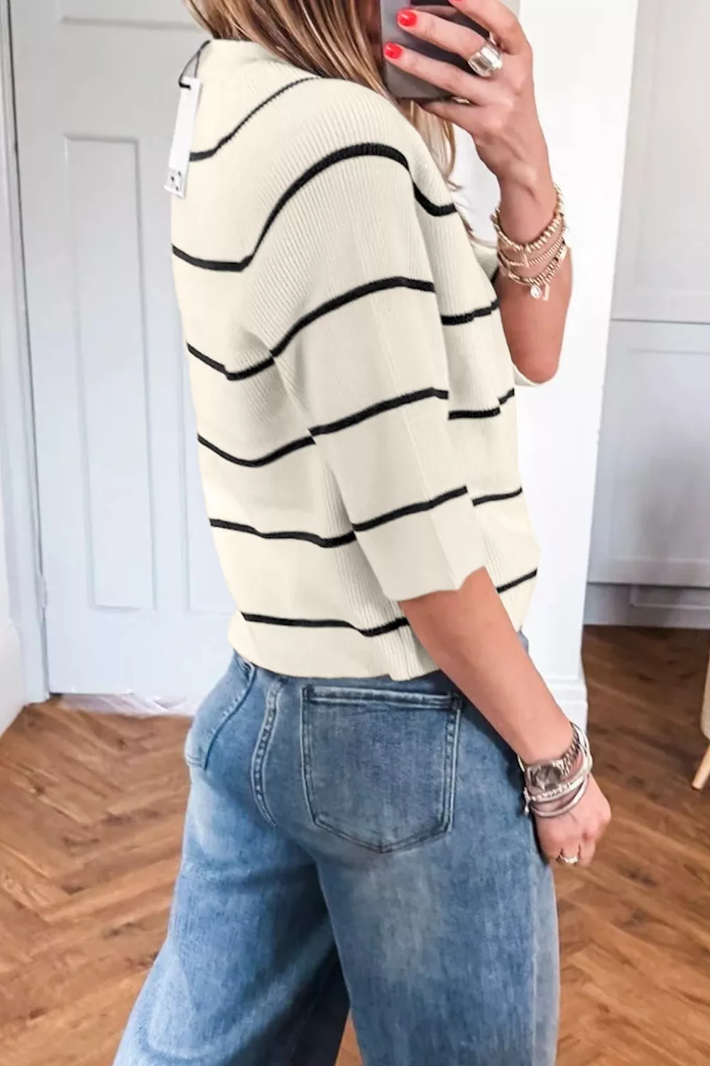 Striped Ribbed Knit Sweater, image 5