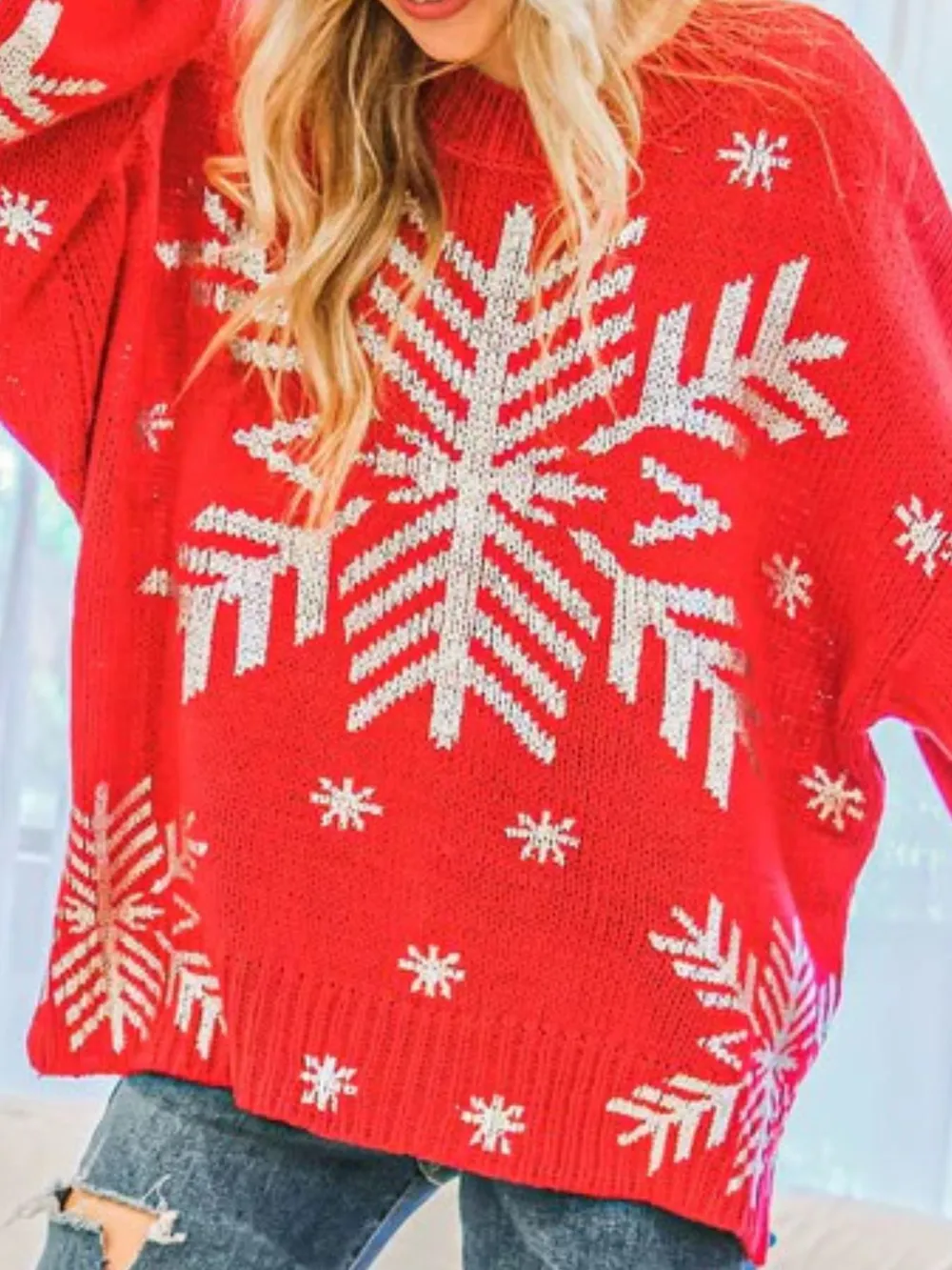 Christmas Snowflake Long Sleeve Sweater, image 4