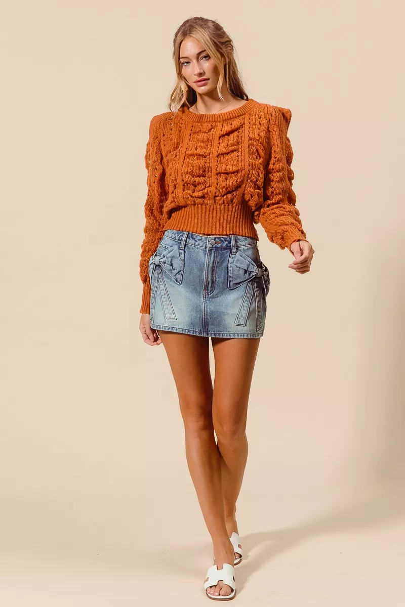 Bow Knot Pocket Denim Mini Skirt, image 6