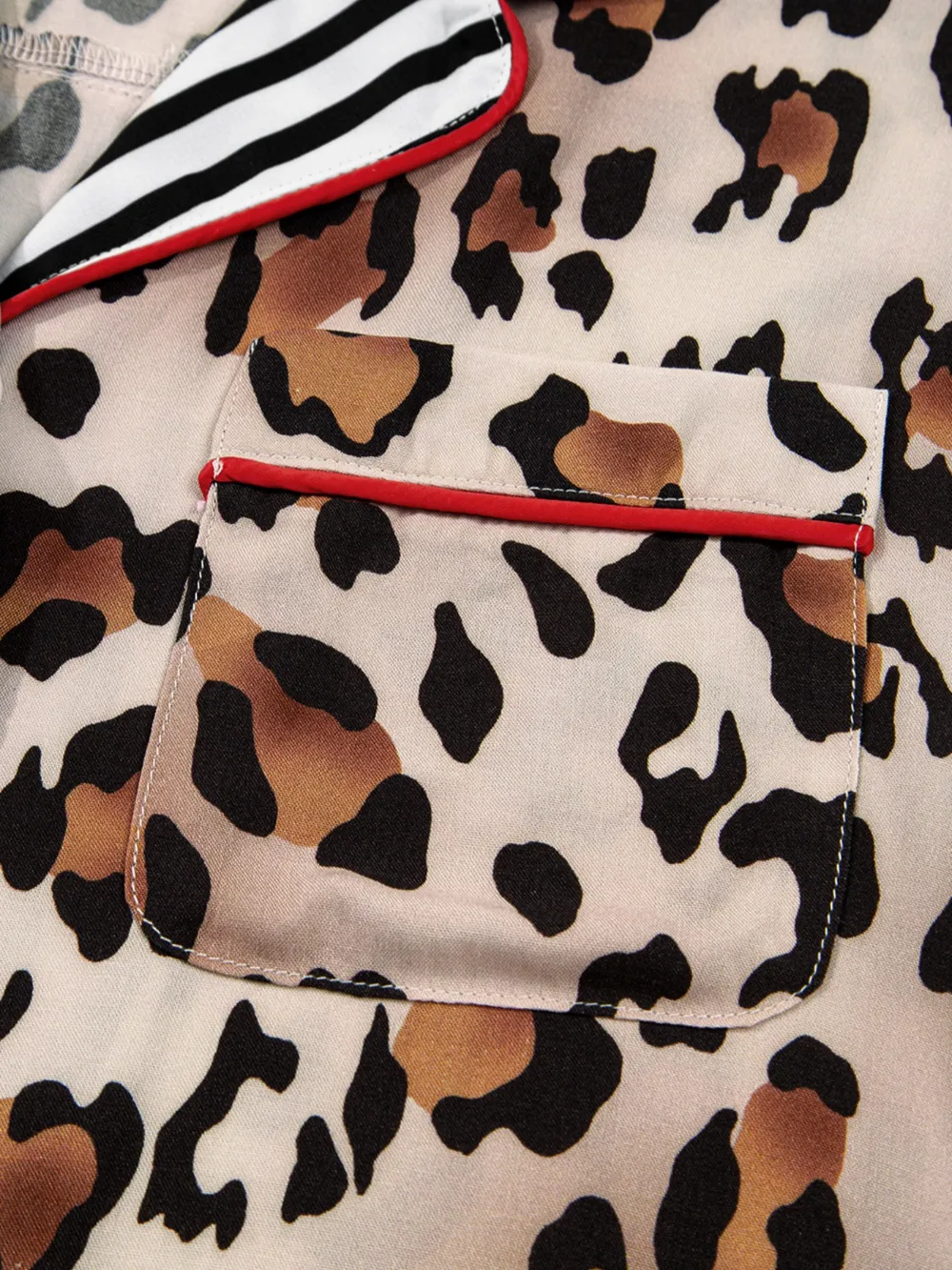 Leopard and Striped Trim Shirt and Pants Set, image 7